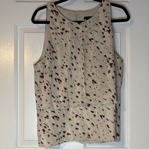 Ann Taylor Cream Geometric Patterned Blouse